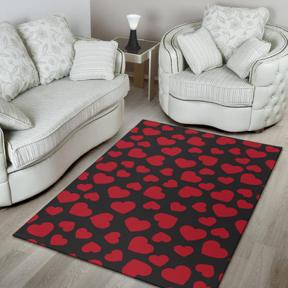 Heart Red Pattern Print Design HE01 Area Rugs