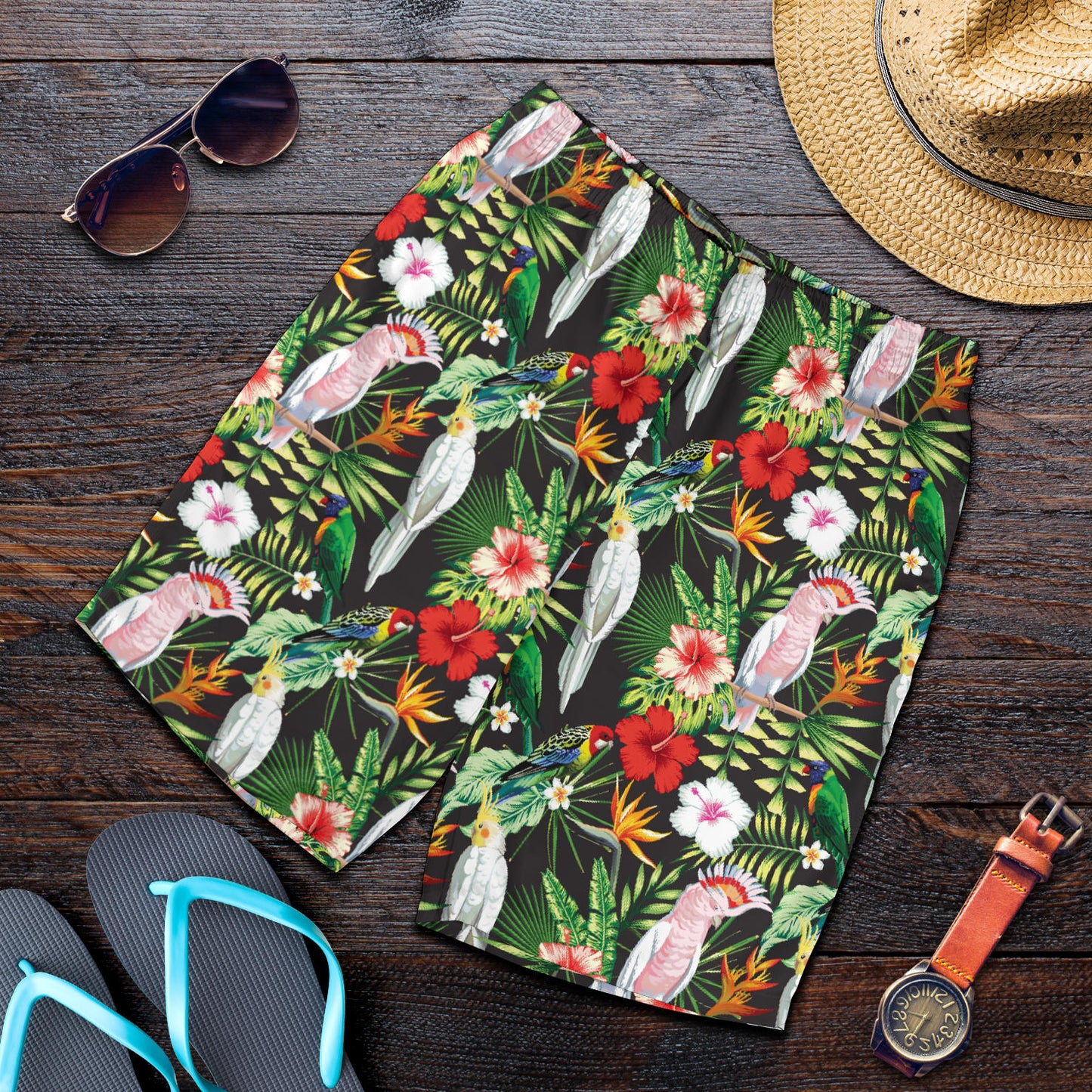 Tropical Flower Pattern Print Design TF03 Mens Shorts