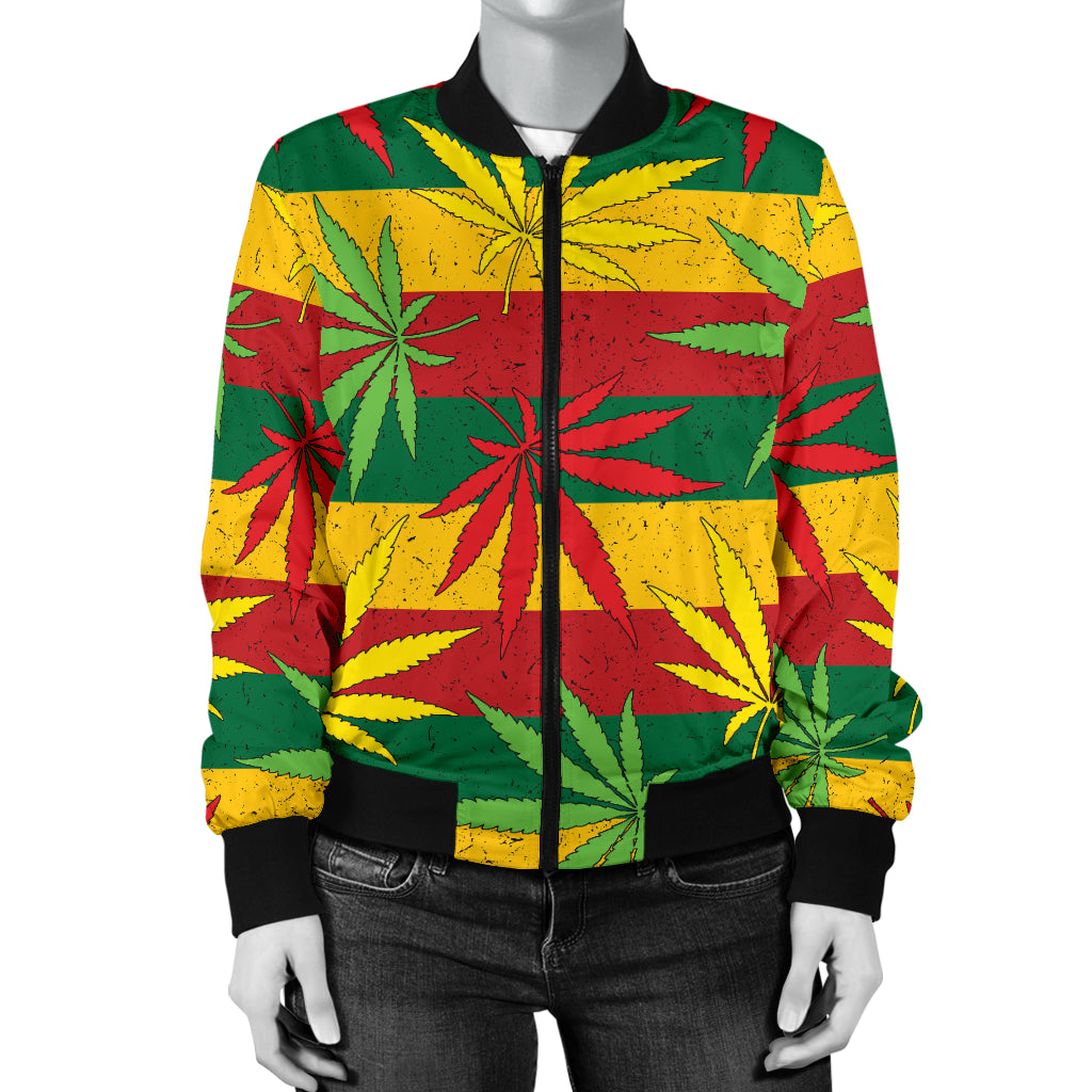 Rasta Pattern Print Design A03 Women's Bomber Jacket