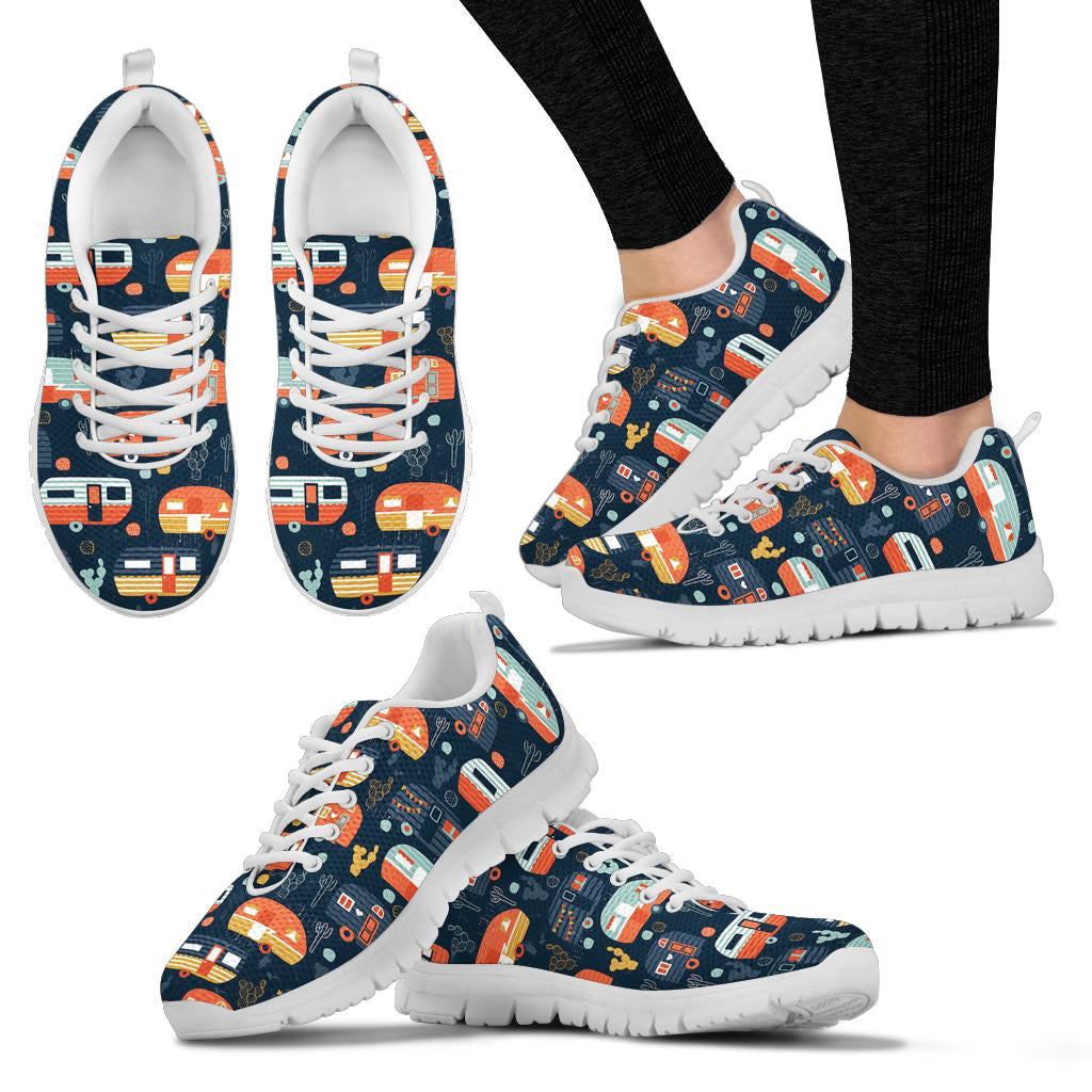 Camper Caravan Print Pattern Sneakers White Bottom Shoes