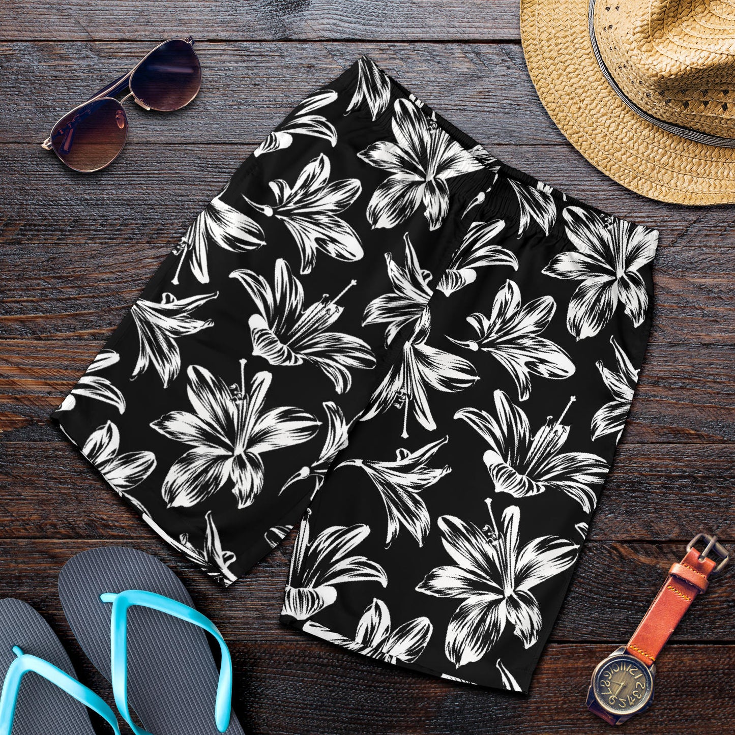 Amaryllis Pattern Print Design AL04 Mens Shorts