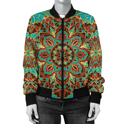 Medallion Pattern Print Design 02 Women's Bomber Jacket