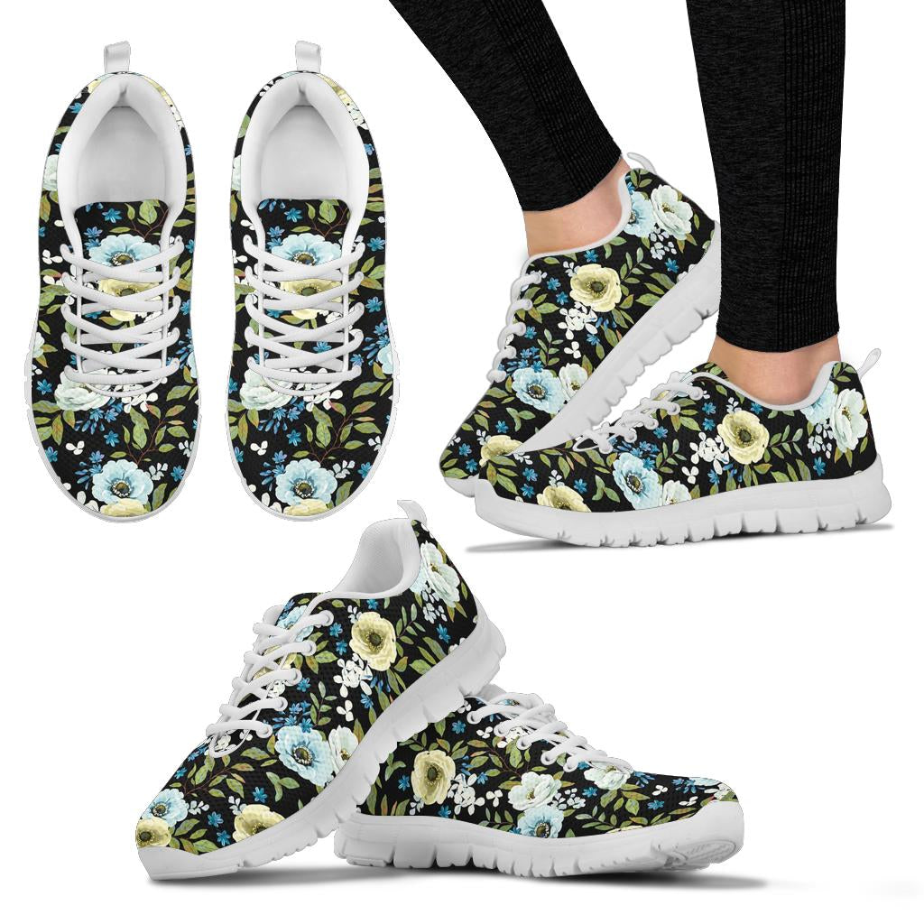 Anemone Pattern Print Design AM03 Sneakers White Bottom Shoes