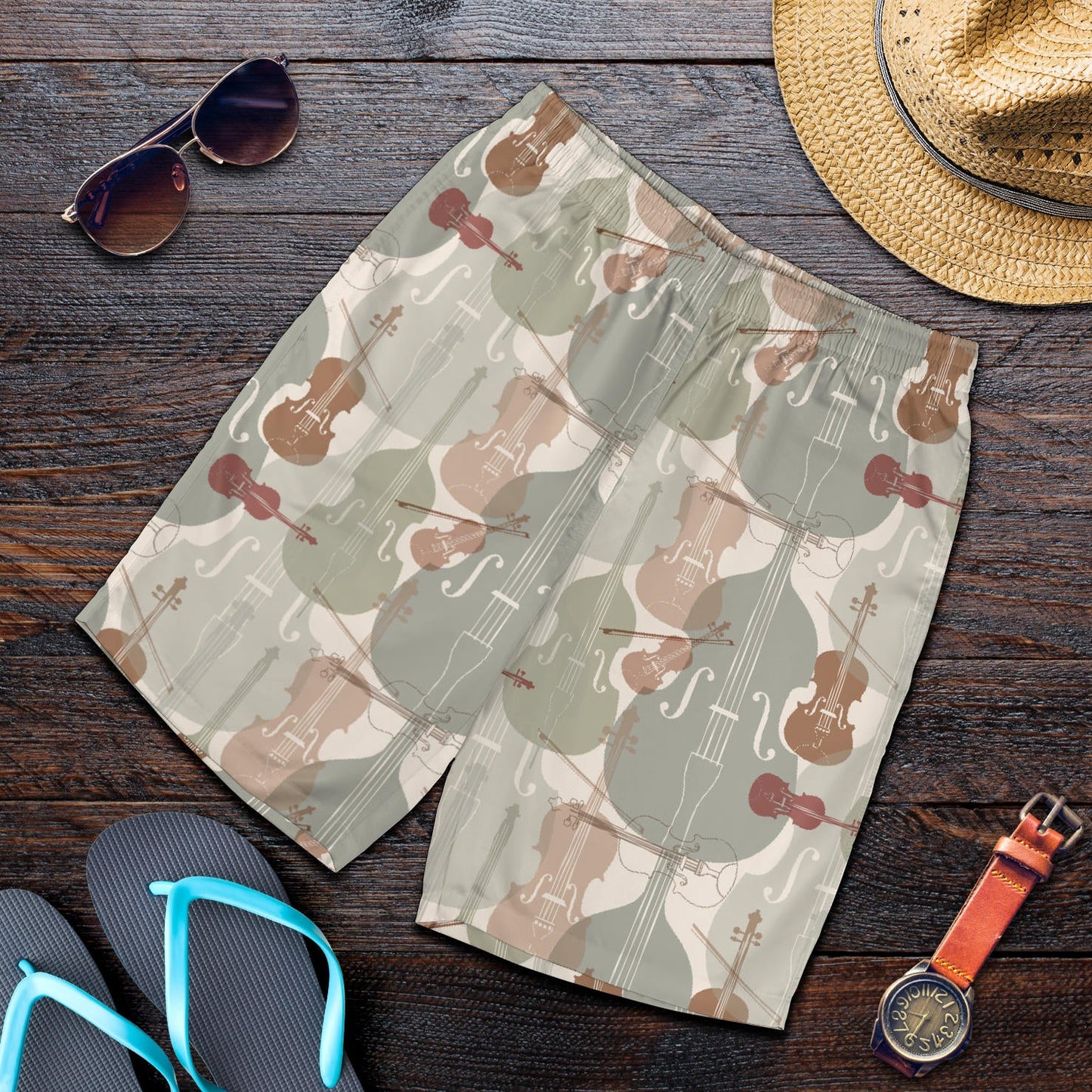Violin Pattern Print Design 01 Mens Shorts