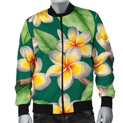 Plumeria Pattern Print Design PM07 Men Bomber Jacket