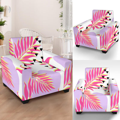 Pink Tropical Palm Leaves Armchair Slipcover