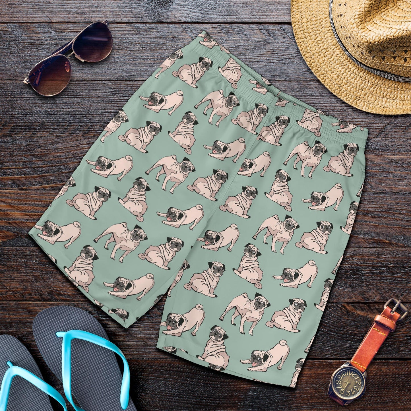 Pug Pattern Print Design A01 Mens Shorts
