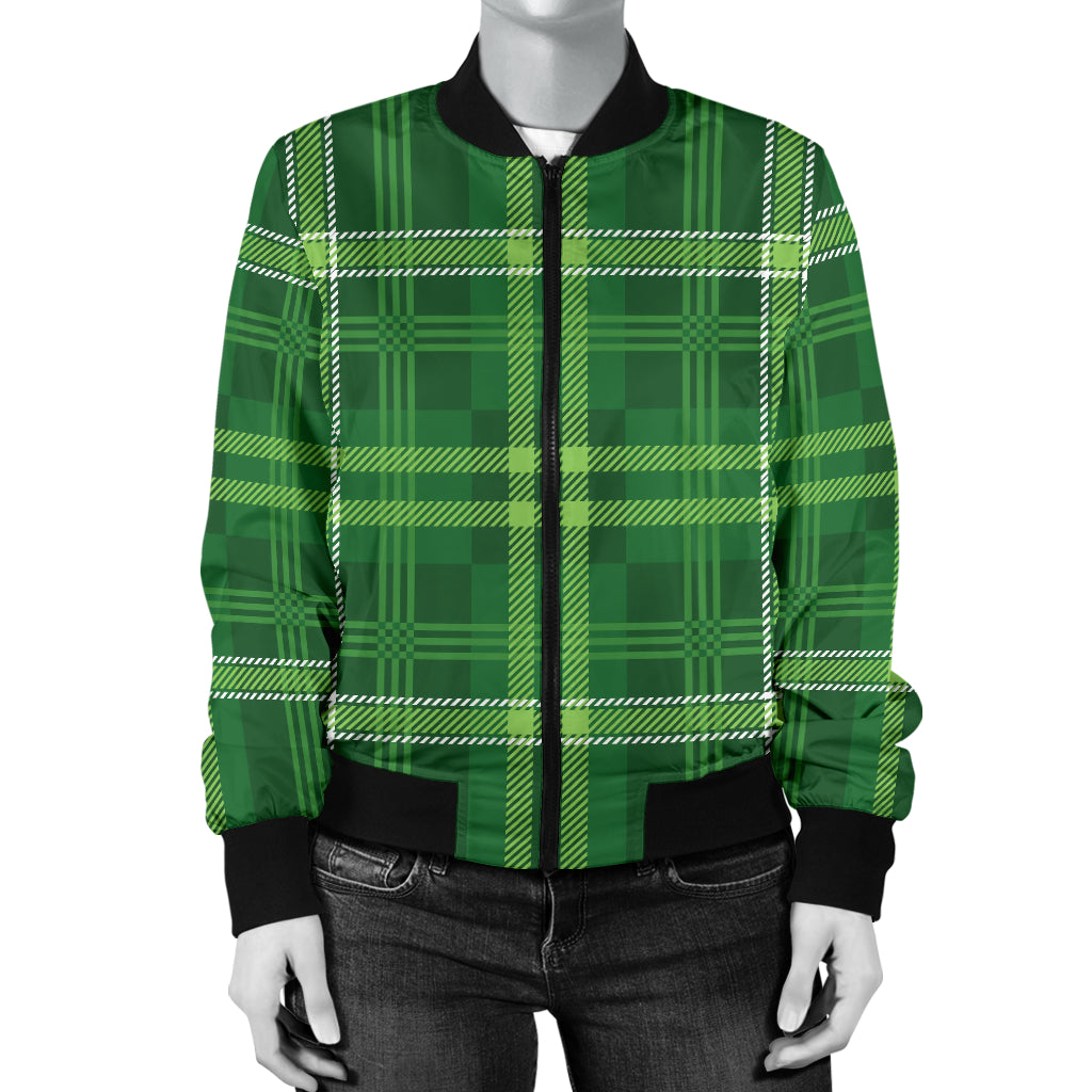 Irish Plaid Pattern Print Design 02 Women's Bomber Jacket