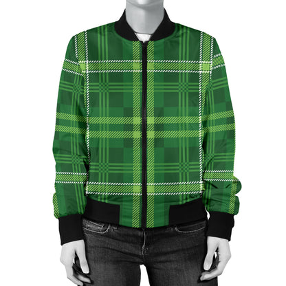 Irish Plaid Pattern Print Design 02 Women's Bomber Jacket