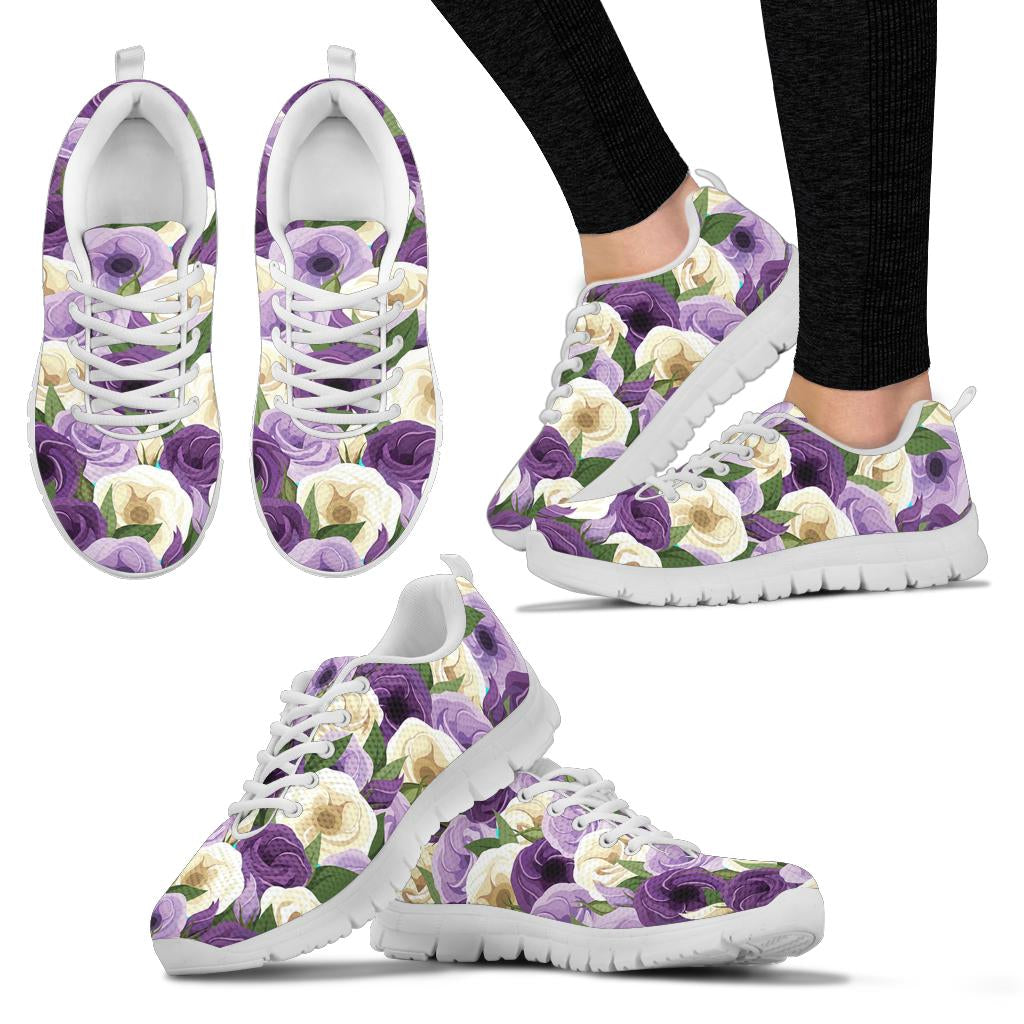 Lisianthus Pattern Print Design LT01 Sneakers White Bottom Shoes