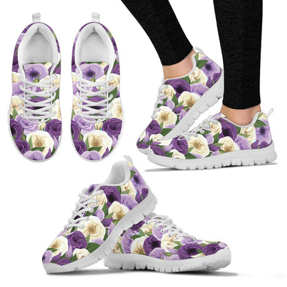 Lisianthus Pattern Print Design LT01 Sneakers White Bottom Shoes