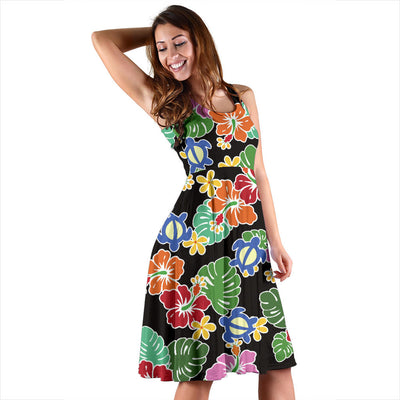 Hawaiian Themed Pattern Print Design H010 Midi Dress