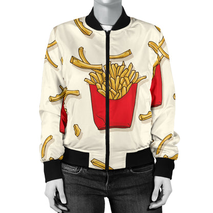 French Fried Pattern Print Design 01 Women's Bomber Jacket