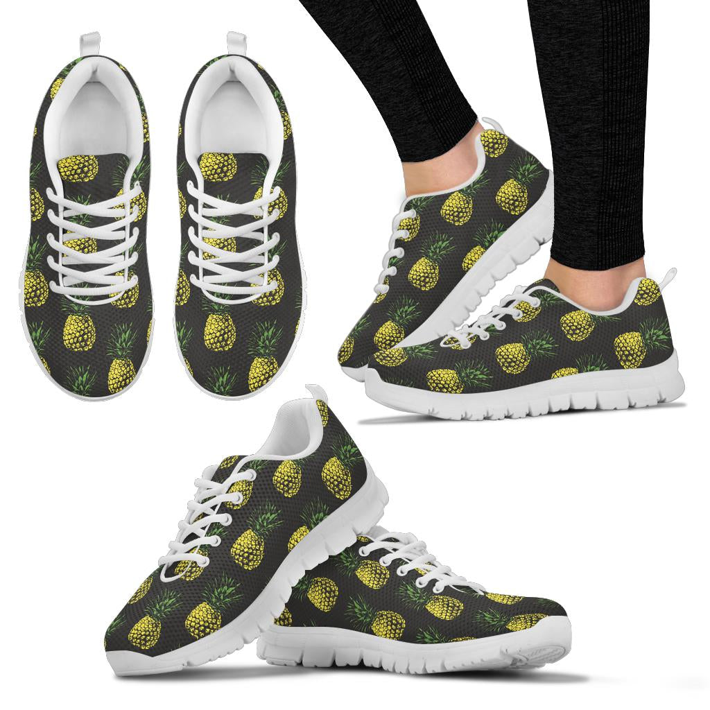 Gold Pineapple Sneakers White Bottom Shoes