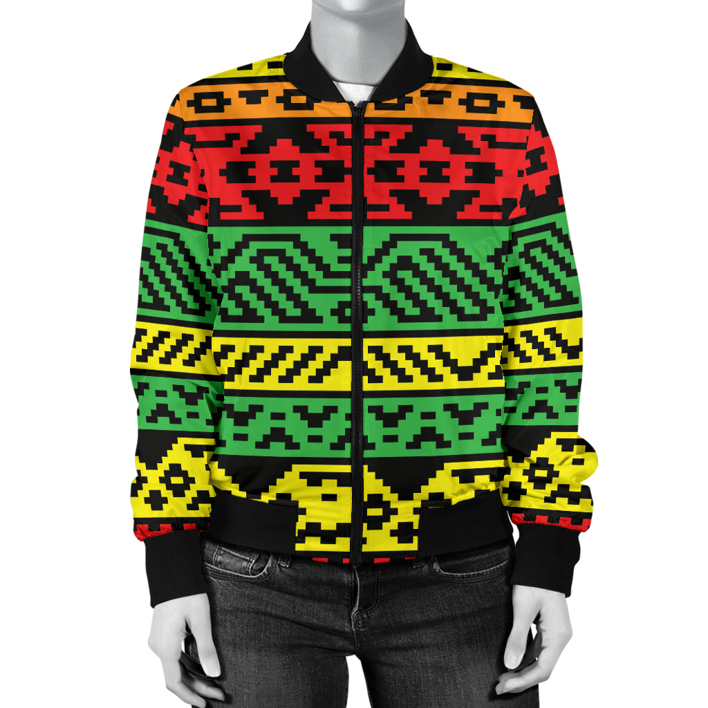 Rastafarian Pattern Print Design A02 Women's Bomber Jacket