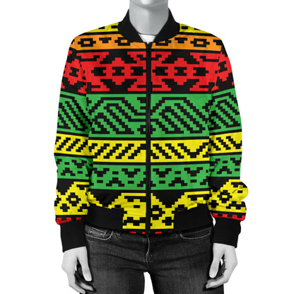 Rastafarian Pattern Print Design A02 Women's Bomber Jacket