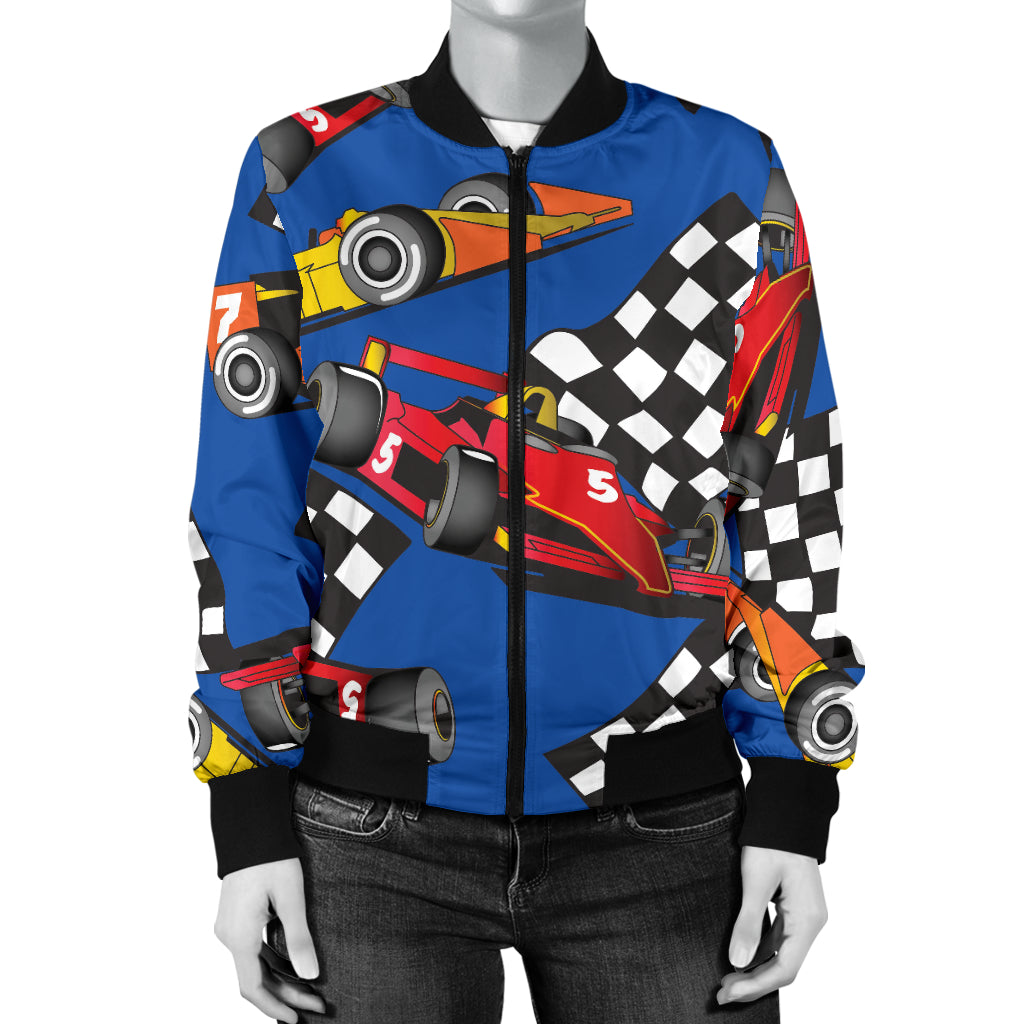Racing Pattern Print Design A01 Women's Bomber Jacket