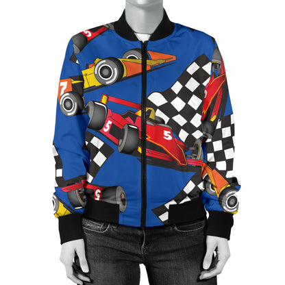 Racing Pattern Print Design A01 Women's Bomber Jacket