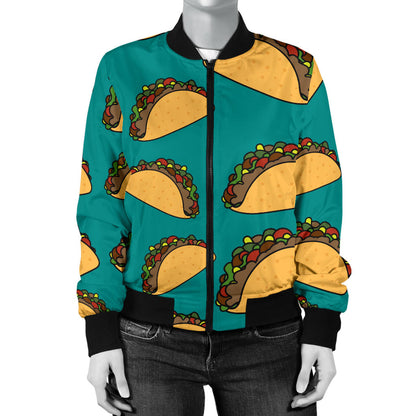 Taco Pattern Print Design TC07 Women Bomber Jacket