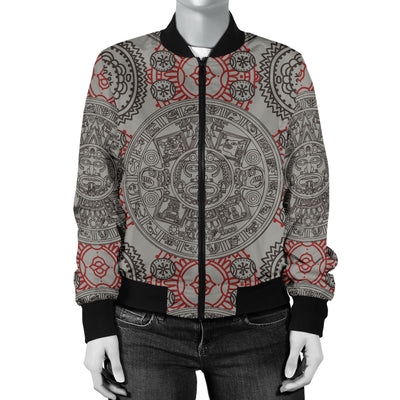 Calendar Aztec Pattern Print Design 04 Women's Bomber Jacket