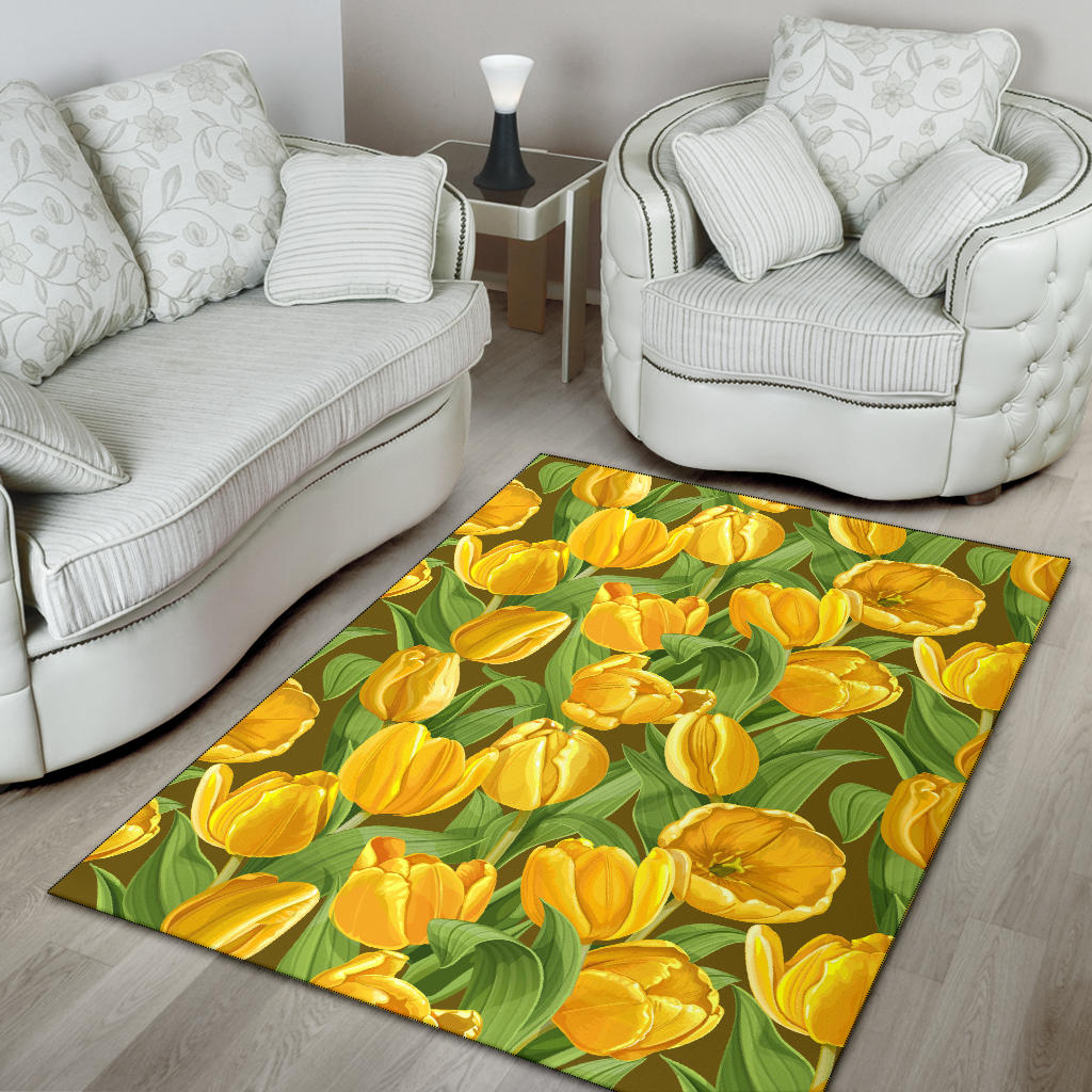 Tulip Yellow Pattern Print Design TP010 Area Rugs