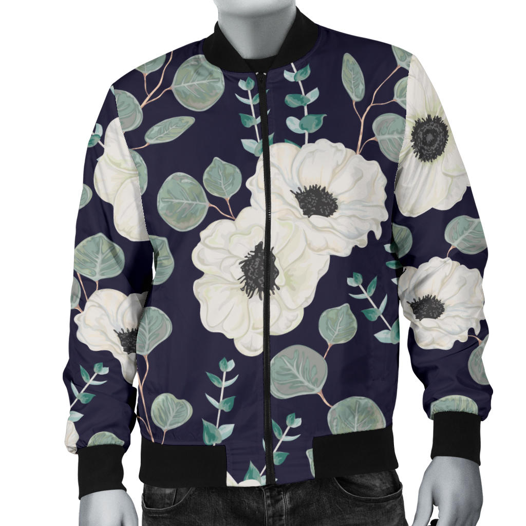 Anemone Pattern Print Design AM01 Men Bomber Jacket