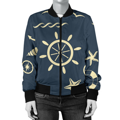 Nautical Pattern Print Design A01 Women's Bomber Jacket