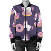 Donut Unicorn Pattern Print Design DN011 Women Bomber Jacket