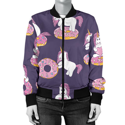 Donut Unicorn Pattern Print Design DN011 Women Bomber Jacket