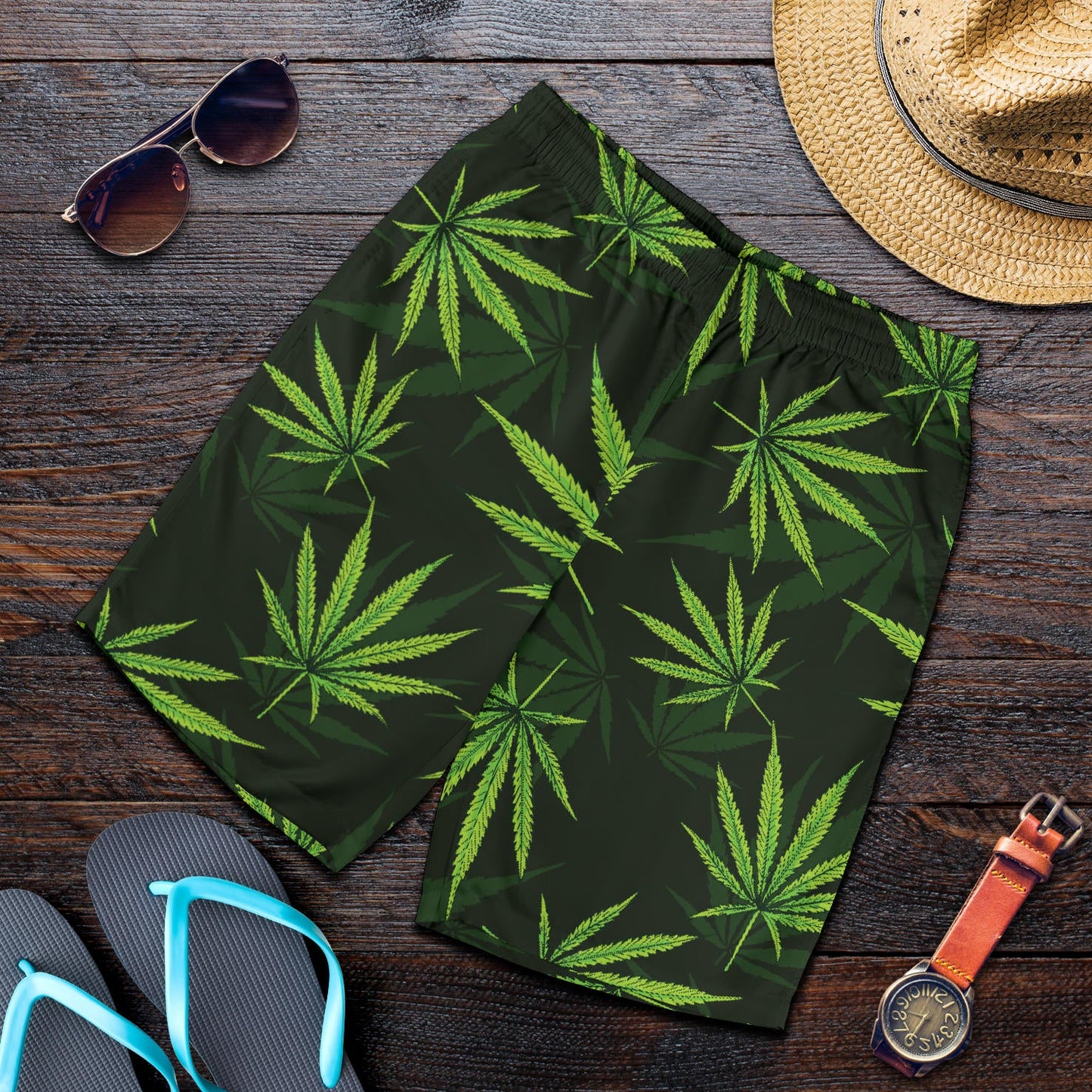 Pot Leaf Pattern Print Design A03 Mens Shorts