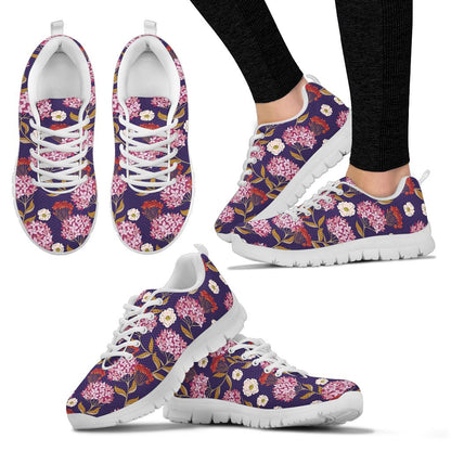 Hydrangea Pattern Print Design HD010 Sneakers White Bottom Shoes