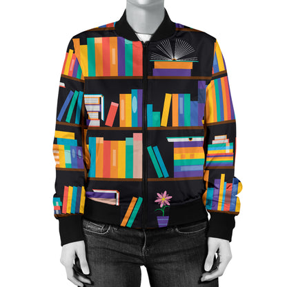 Book Pattern Print Design 05 Women's Bomber Jacket