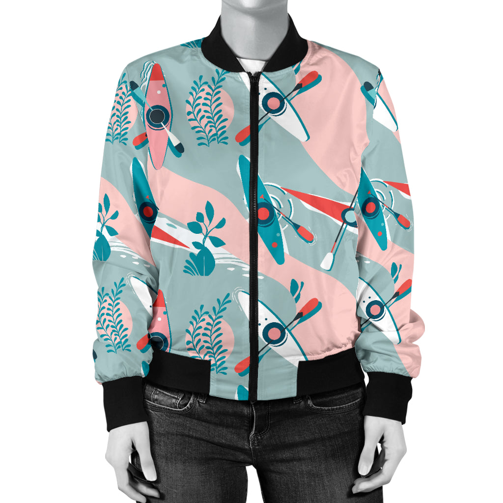 Kayak Pattern Print Design 05 Women's Bomber Jacket