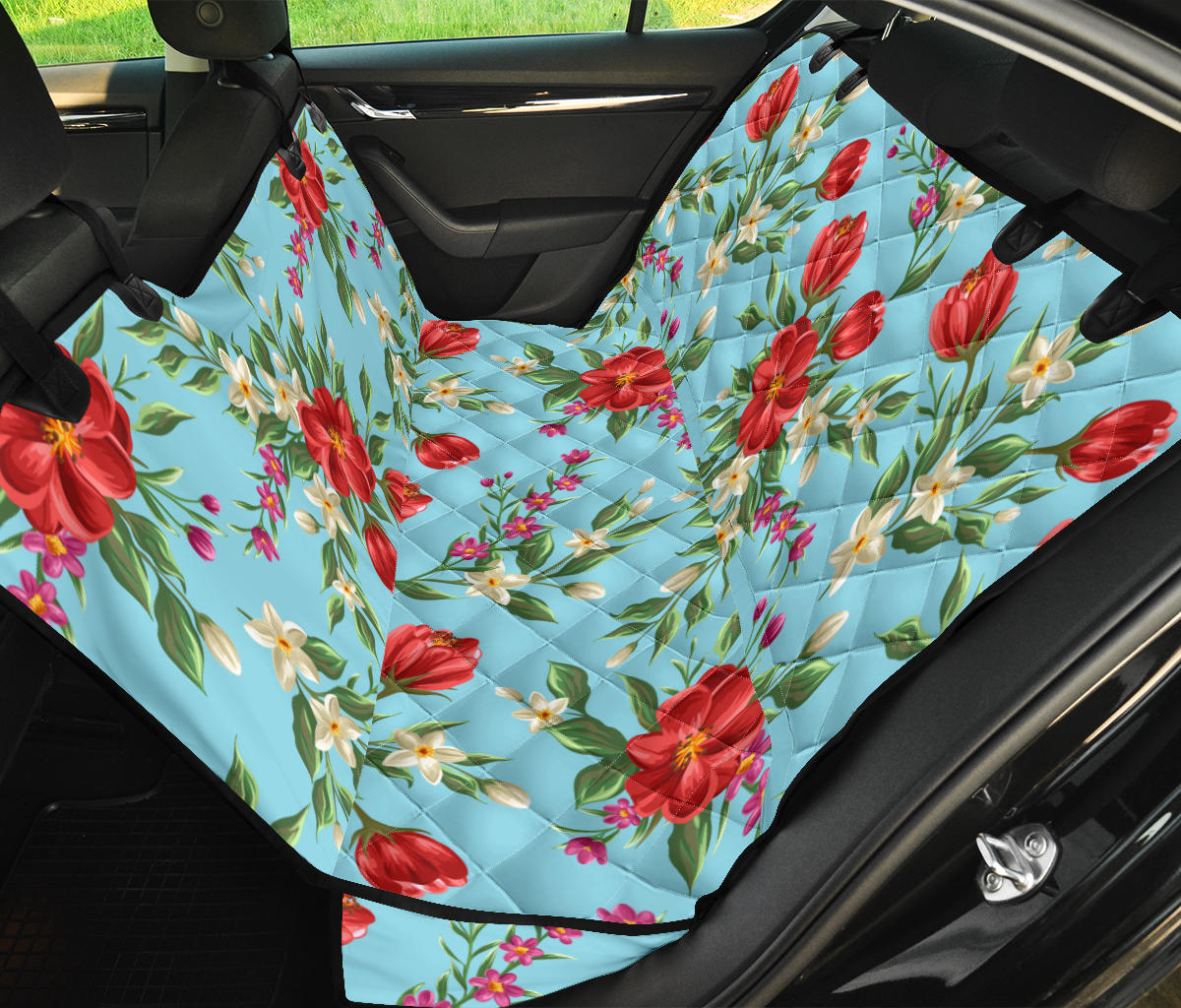 Summer Floral Pattern Print Design SF011 Rear Dog  Seat Cover