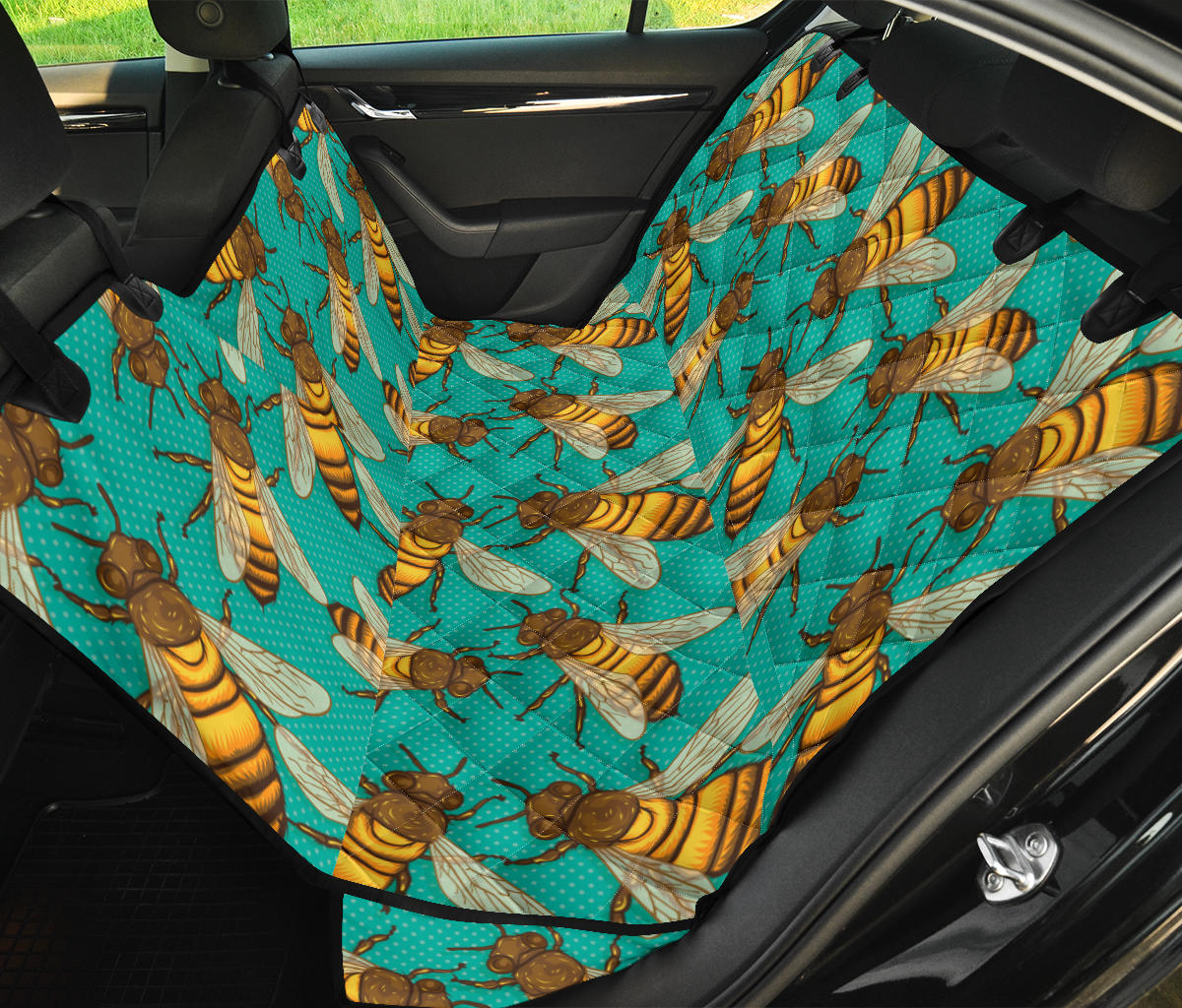 Bee Pattern Print Design BEE04 Rear Dog  Seat Cover