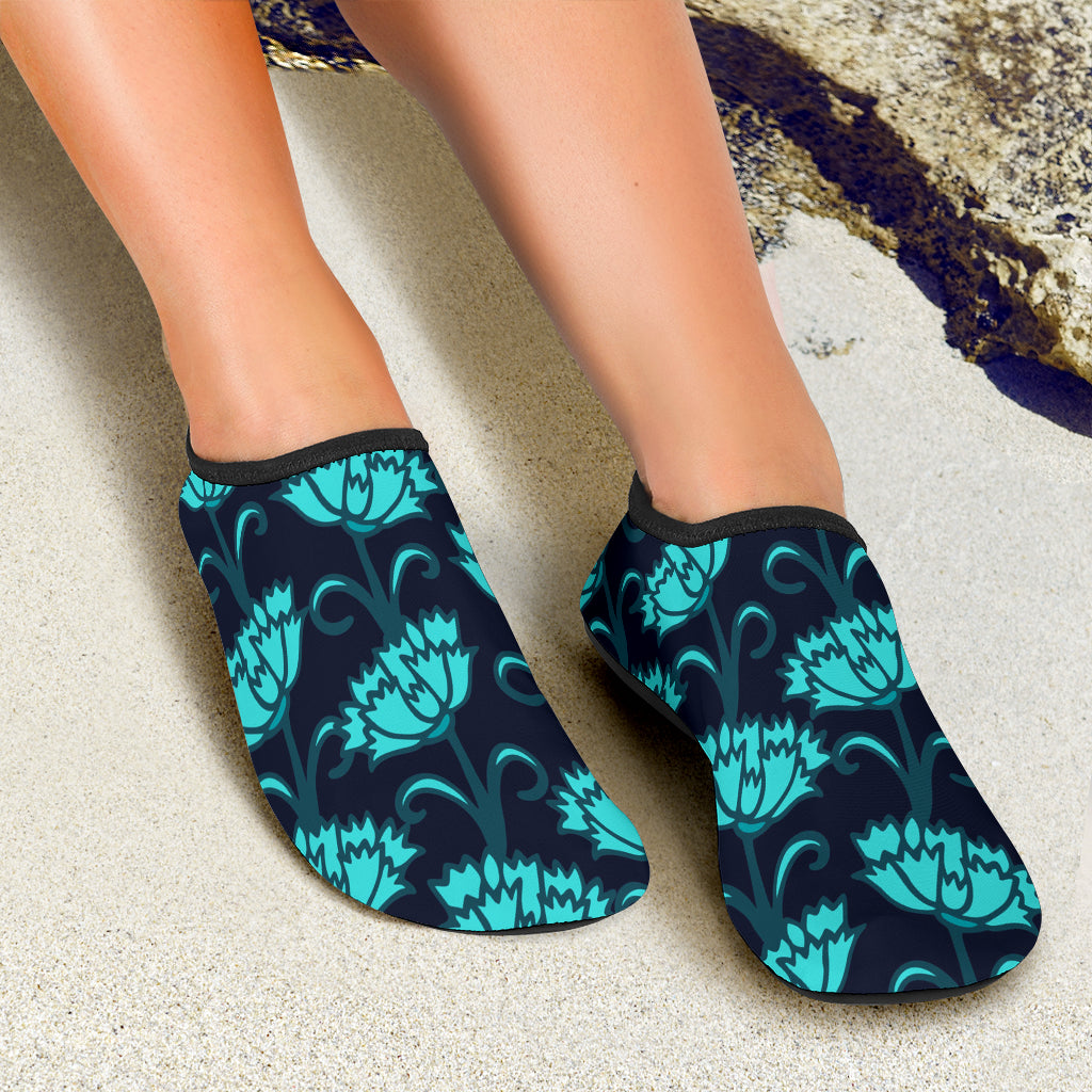 Carnations Pattern Print Design CN06 Aqua Water Shoes