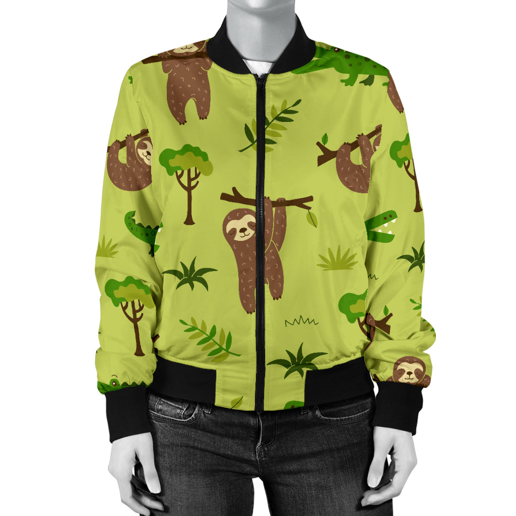 Alligator Pattern Print Design 04 Women's Bomber Jacket