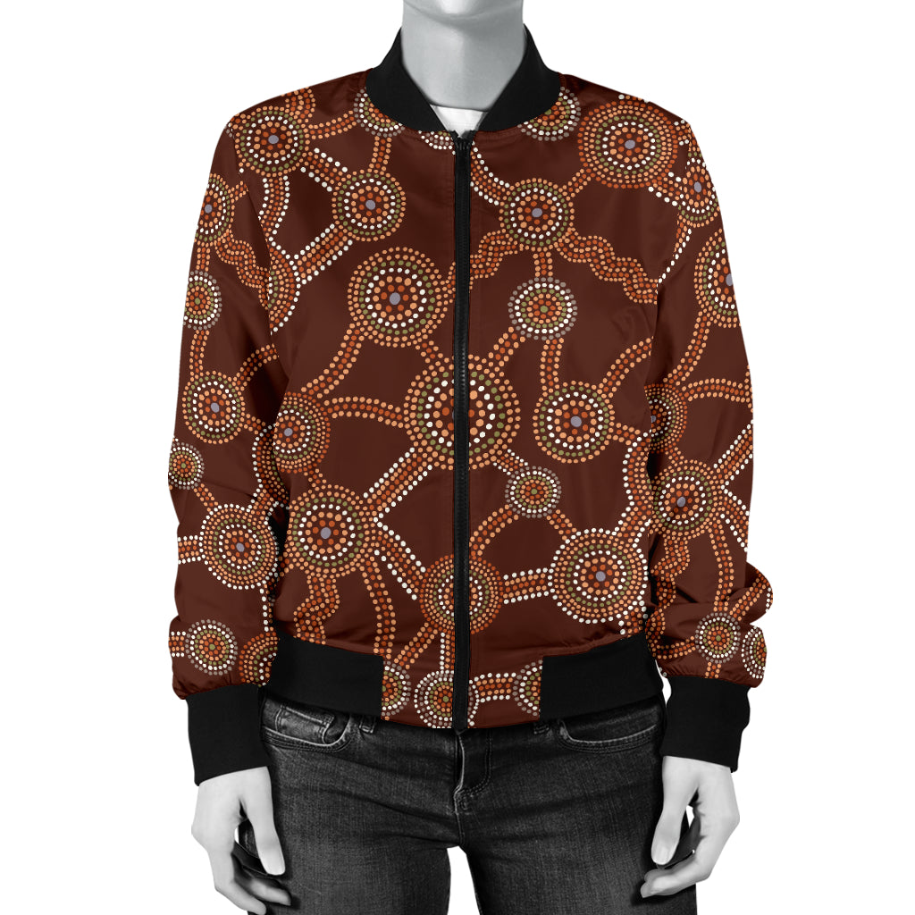 Aboriginal Pattern Print Design 03 Women's Bomber Jacket