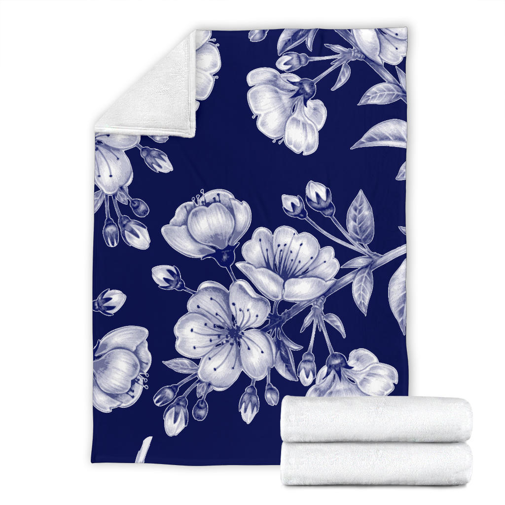 Cherry Blossom Pattern Print Design CB01 Fleece Blanket