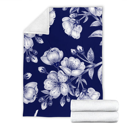 Cherry Blossom Pattern Print Design CB01 Fleece Blanket