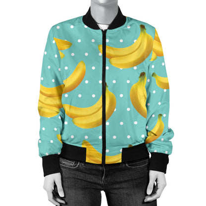 Banana Pattern Print Design BA02 Women Bomber Jacket