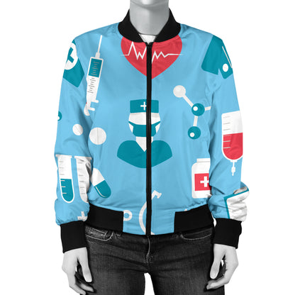 Nurse Pattern Print Design A03 Women's Bomber Jacket