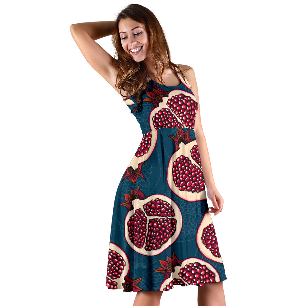 Pomegranate Pattern Print Design PG02 Midi Dress