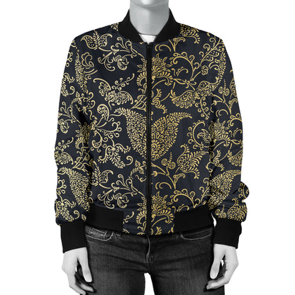 Brocade Pattern Print Design 04 Women's Bomber Jacket
