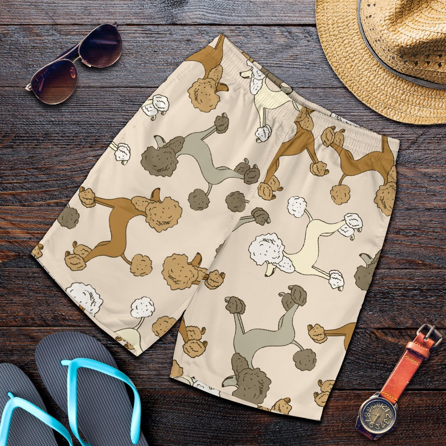 Poodle Pattern Print Design A01 Mens Shorts