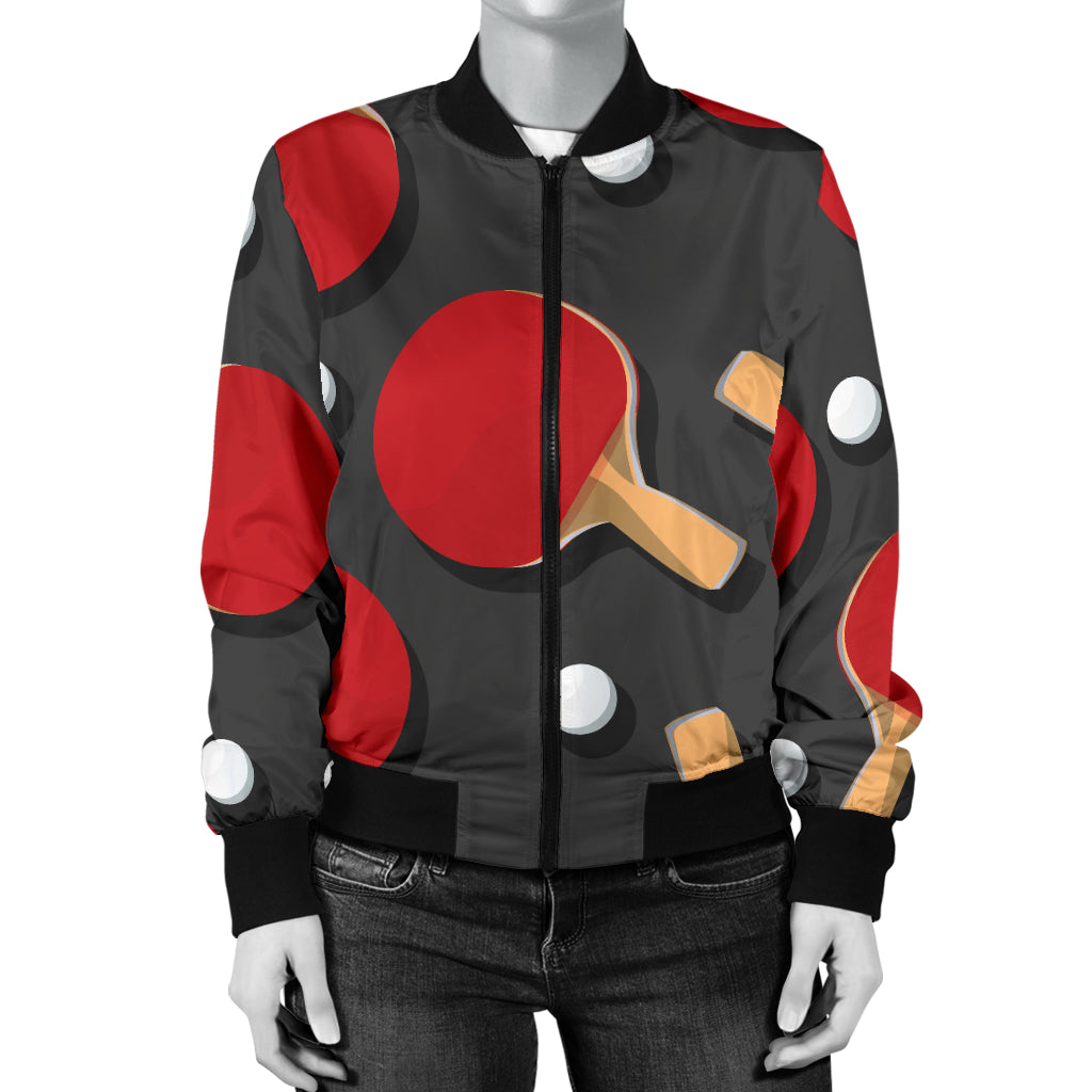 Ping Pong Pattern Print Design A05 Women's Bomber Jacket
