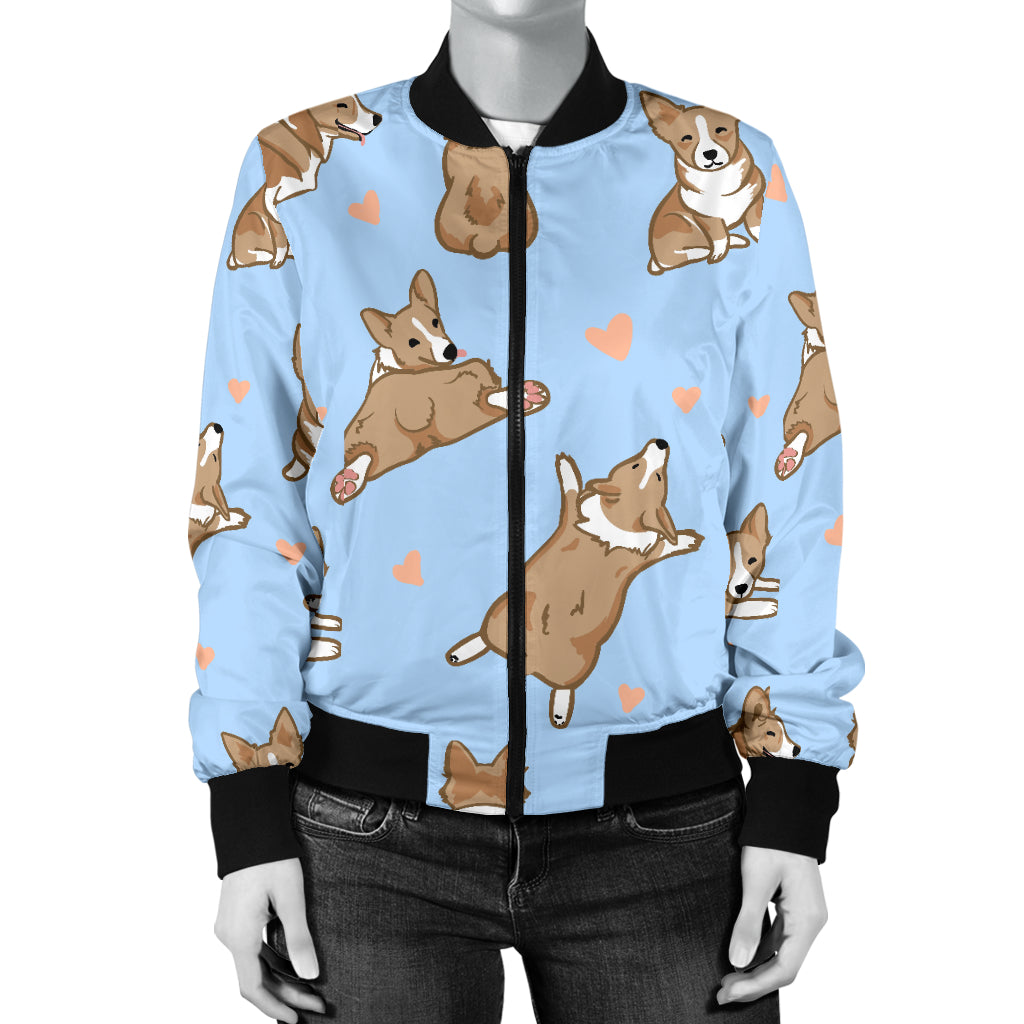 Pembroke Welsh Corgis Pattern Print Design A05 Women's Bomber Jacket