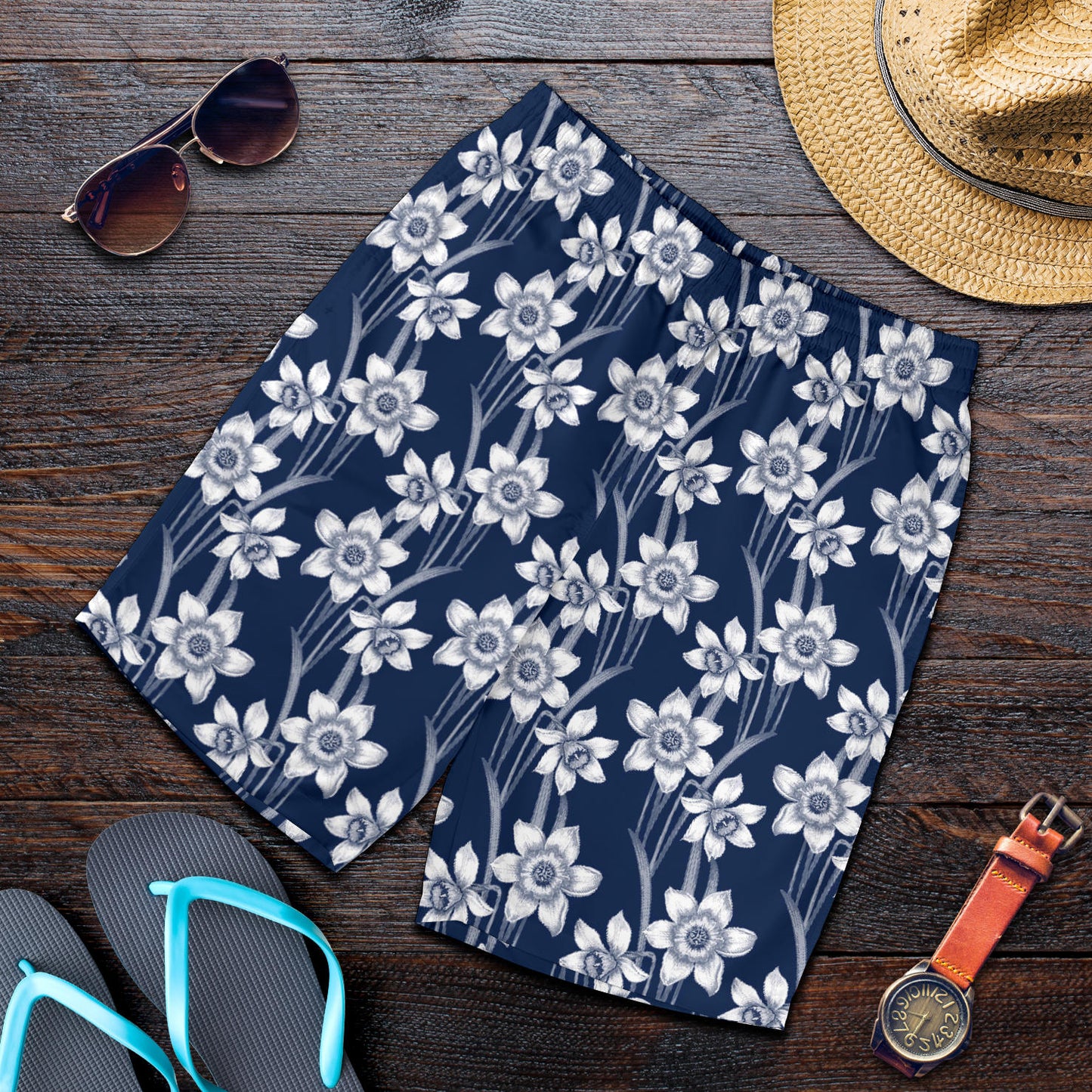Daffodils Pattern Print Design DF09 Mens Shorts