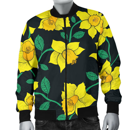 Daffodils Pattern Print Design DF03 Men Bomber Jacket