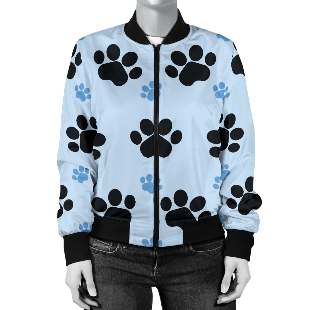 Paw Pattern Print Design A04 Women's Bomber Jacket